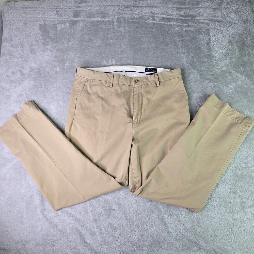 Polo‎ Ralph Lauren Mens Stretch Classic Fit Chino Khaki Pants 35x30 Tan Trousers